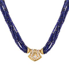 Boucheron Sapphire Bead Diamond Gold Necklace