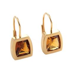Cartier Yellow Gold Orange Citrine Dangle Earrings