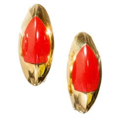 Natural Untreated Coral Gold Earrings 3