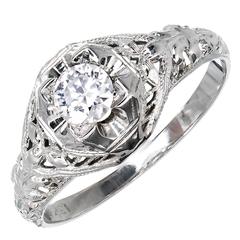 Diamond Gold Filigree Engagement Ring 9