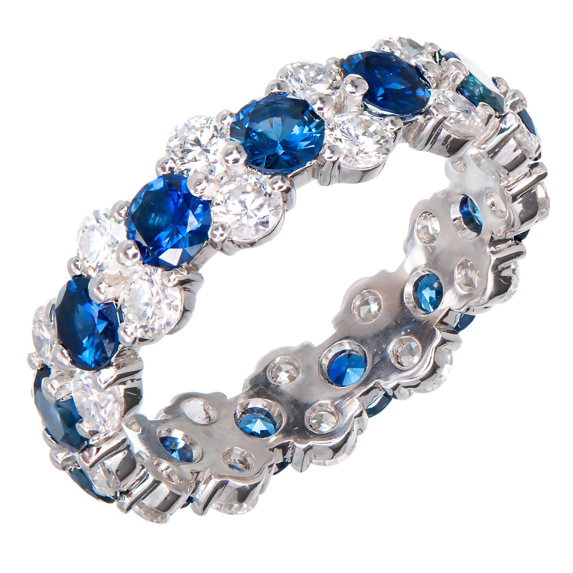 Peter Suchy Three Row Sapphire Diamond Platinum Eternity Band Ring