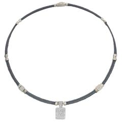 Charriol Steel Gold Necklace with Pavé Diamond Pendant