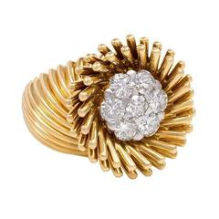 1950s French Diamond Gold platinum Ring