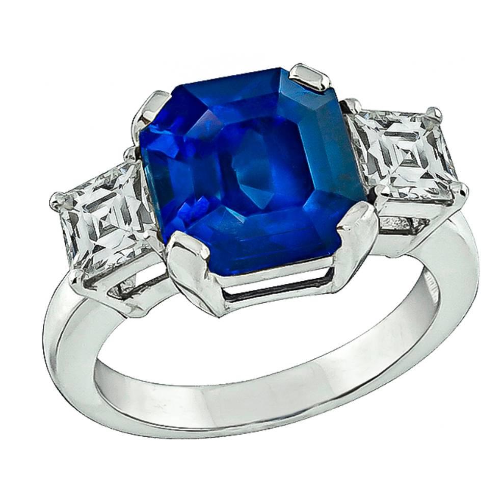 Magnificent 6.49 Carat Sapphire Diamond Platinum Ring 