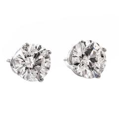 6.38 carats Diamond Platinum Stud Earrings