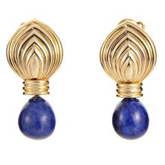 Dior Lapis Gold Dangle Earrings