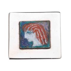 Vintage 1950s Doris Hall Enamel Sterling Silver Brooch