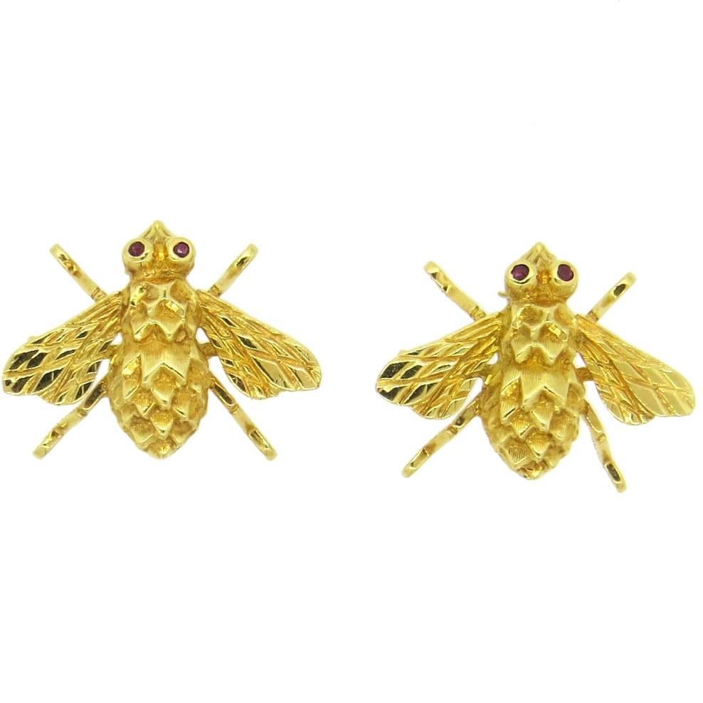 Tiffany & Co. Ruby Gold Bee Brooch Set