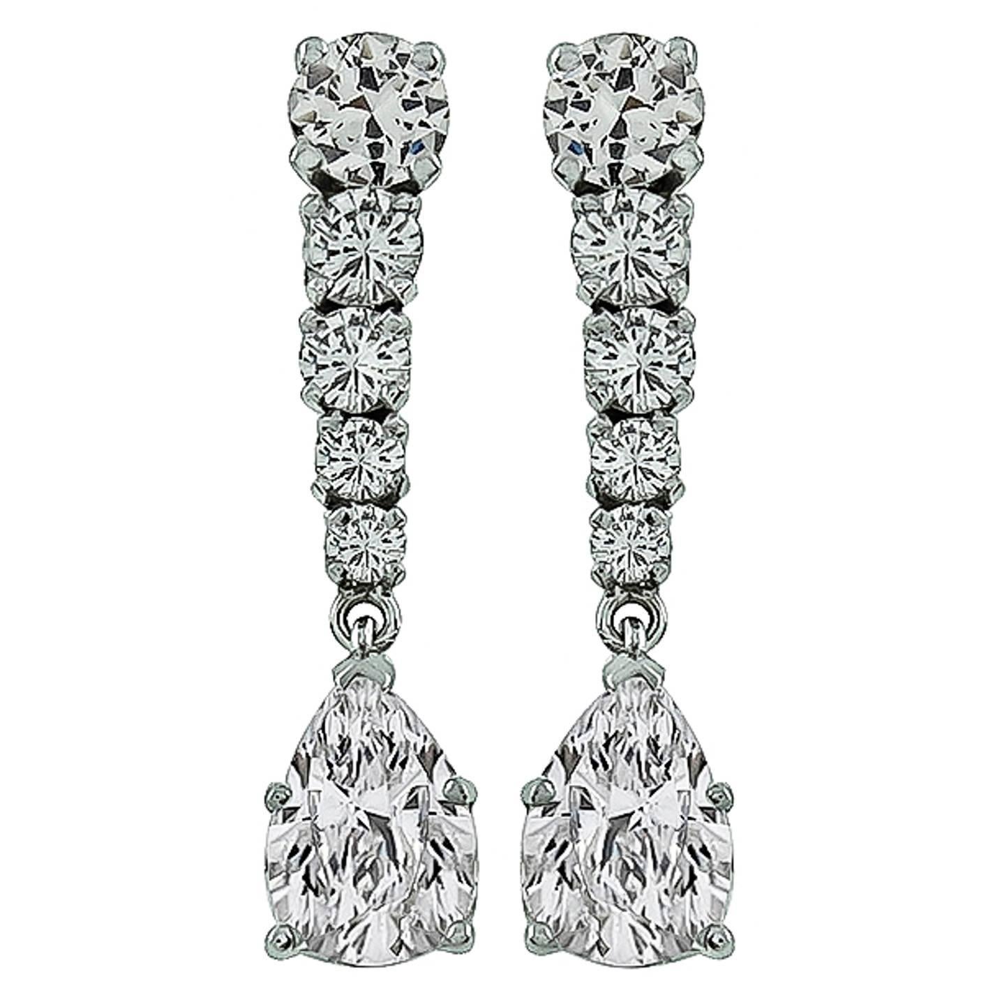 Charming Diamond Gold Drop Earrings For Sale