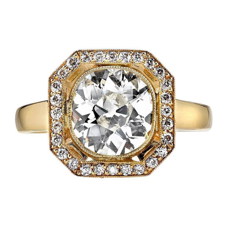 2.18 Carat Cushion Cut Diamond Gold Engagement Ring at 1stDibs ...