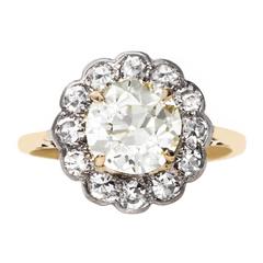 Remarkable Late Victorian Era Warm Diamond Cluster Engagement Ring