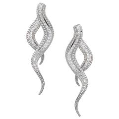 Morelle Davidson Diamond Platinum Snake Drop Earrings