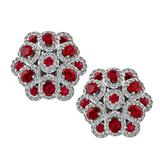 Magnifiques boucles d'oreilles grappes en or avec rubis et diamants