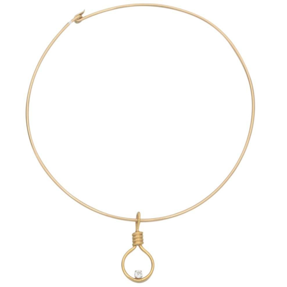 Tiffany & Co. Gold Wire Necklace with Cipullo Diamond Pendant