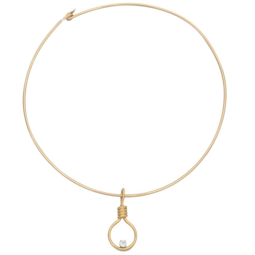 Tiffany and Co. Gold Wire Necklace with Cipullo Diamond Pendant For
