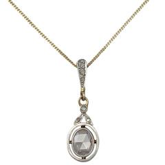 0.56Ct Diamond & 18k Yellow Gold, 18k White Gold Set Pendant - Antique 3