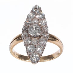 Antique Diamond Silver Gold Cluster Ring