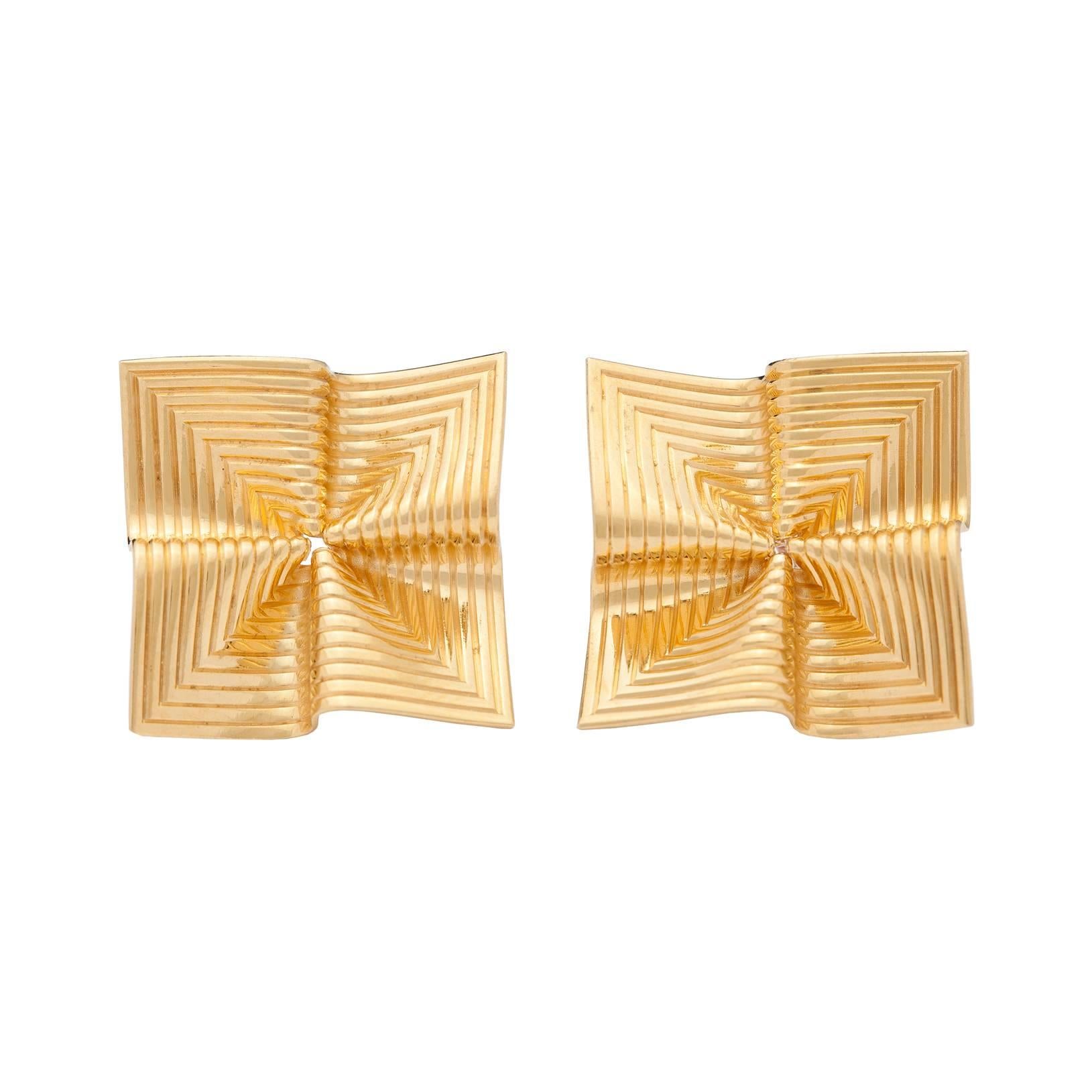 Tiffany & Co. Gold Fluted Earrings