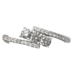 0.56Ct Diamond and 18k White Gold Twist Ring - Vintage Circa 1990 9