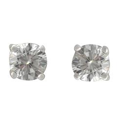 0.60Ct Diamond and 18k White Gold Stud Earrings - Vintage Circa 1990