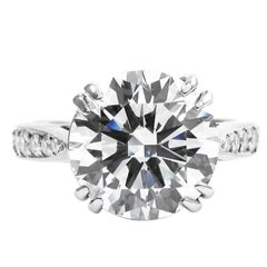 3.57 Carat Round Brilliant Diamond Platinum Engagement Ring 8