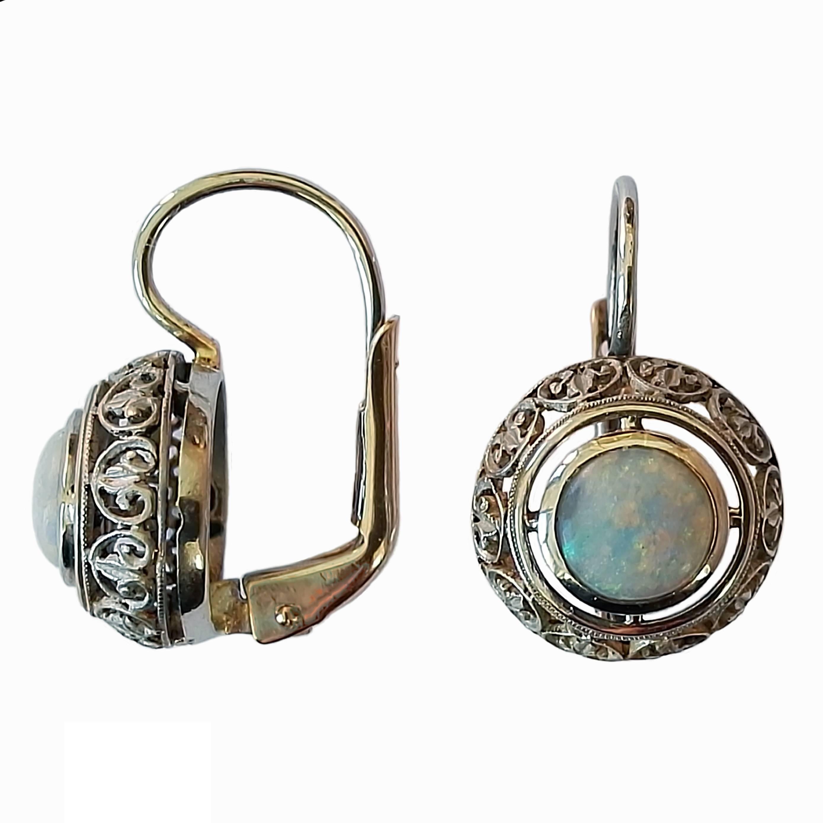 1920s Opal Gold Earrings