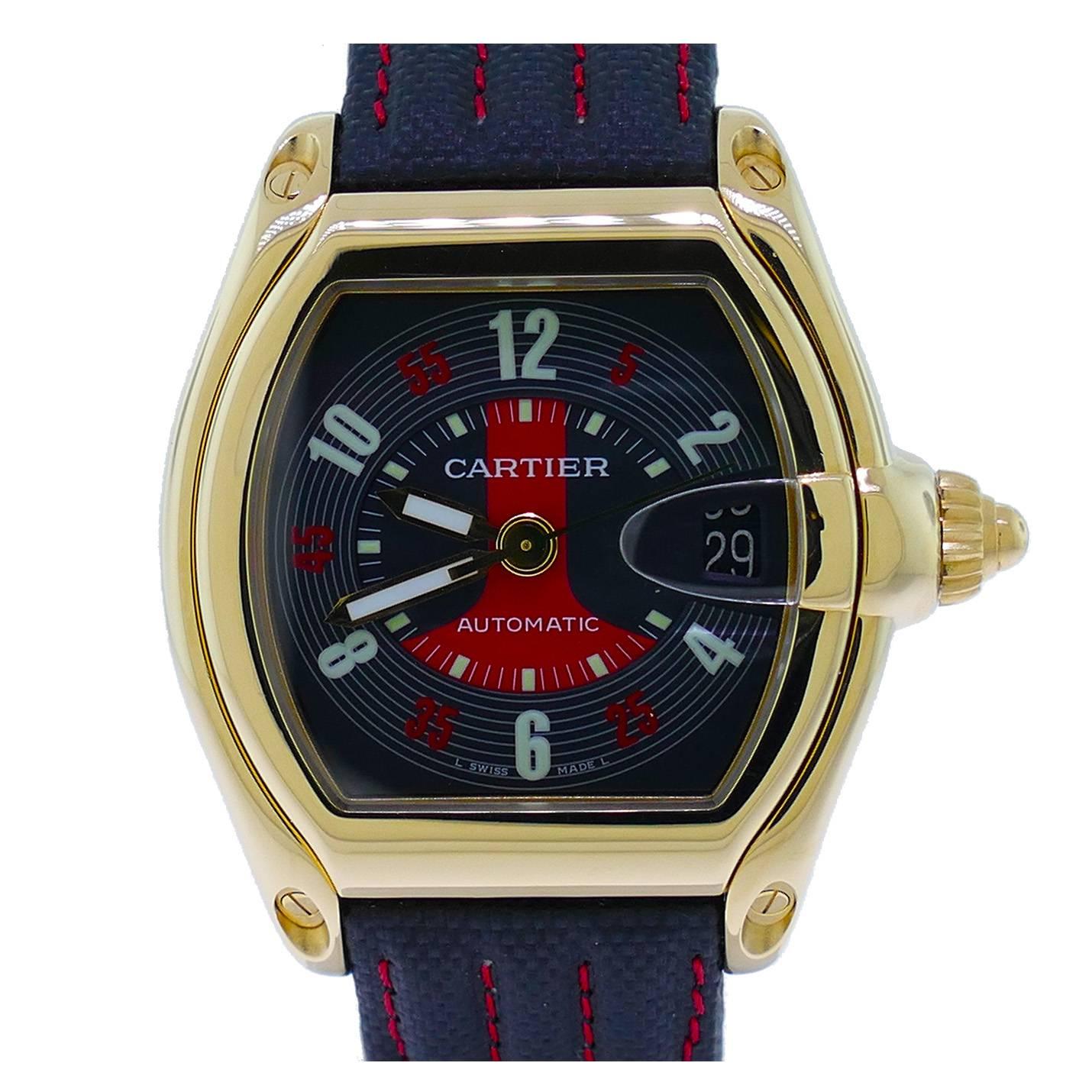 Cartier Gelbgold Limitierte Auflage Smarson Fittipaldi Roadster-Armbanduhr
