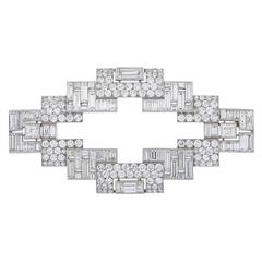 Antique Art Deco Diamond Platinum Brooch by Janesich