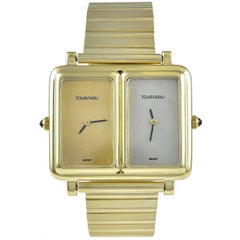 Vintage Tourneau Yellow Gold Dual Time Zone Wristwatch