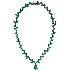Marquise Emerald Rhodium Gold Old Fashioned Necklace
