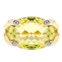 Candy Green Amethyst Diamond Gold Ring 10