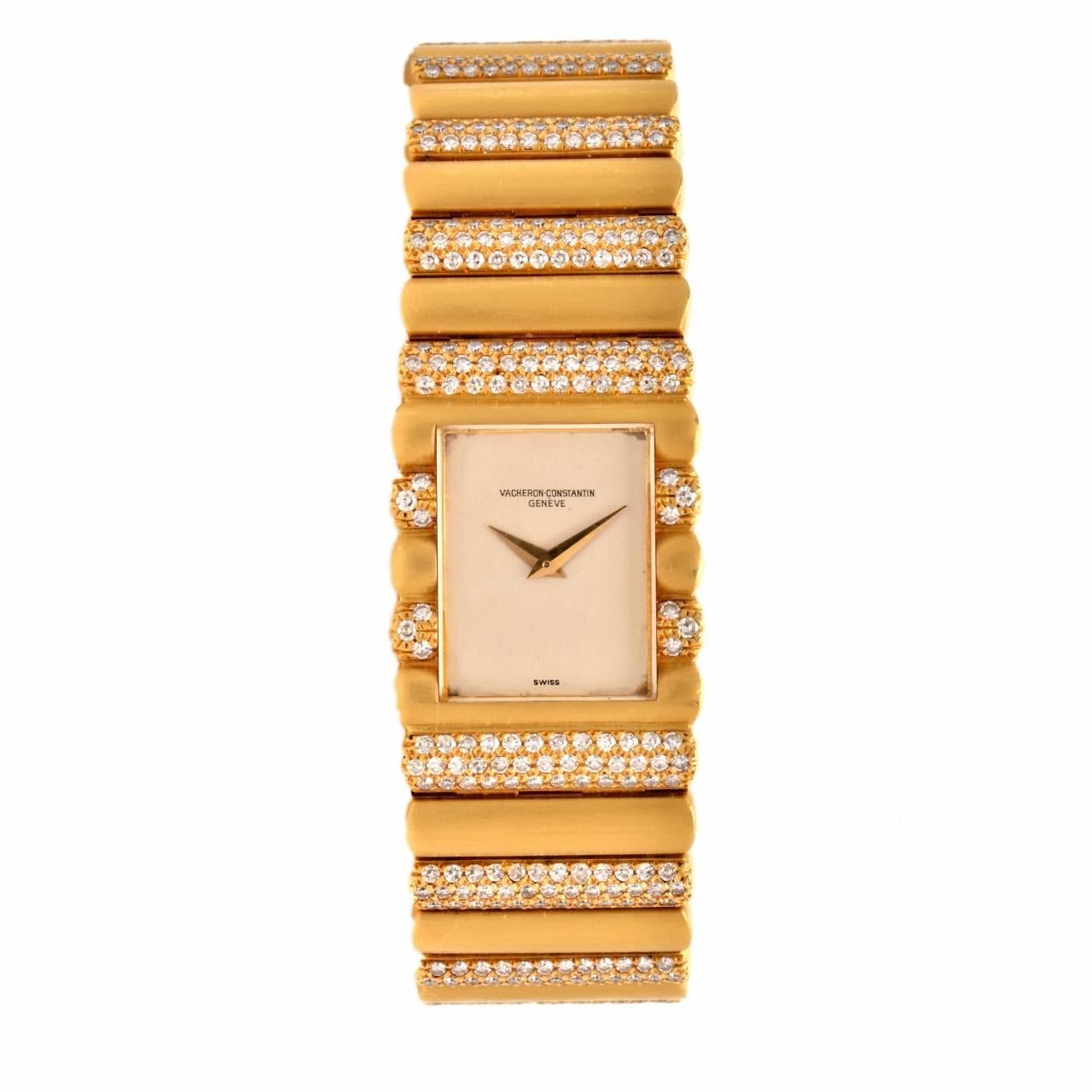 Vacheron Constantin Yellow Gold Diamond Manual Wristwatch Ref 15006