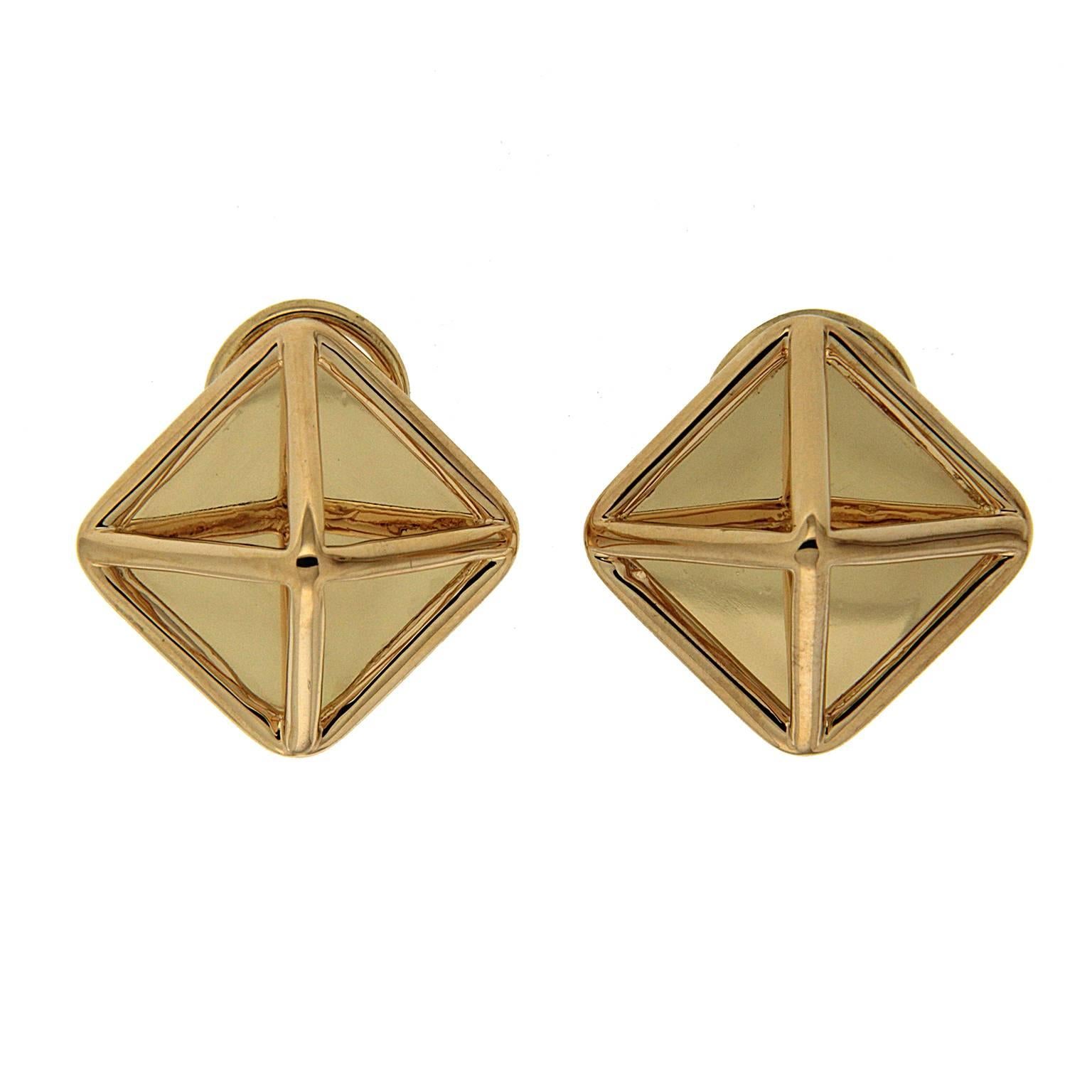 Medium Gold Pyramid Earrings