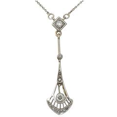 0.23Ct Diamond, 14k Yellow Gold, 14k White Gold Set Pendant - Art Deco - Antique 5