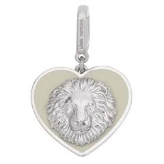 Louis Vuitton White Gold Enamel Heart-Shaped Lion Pendant