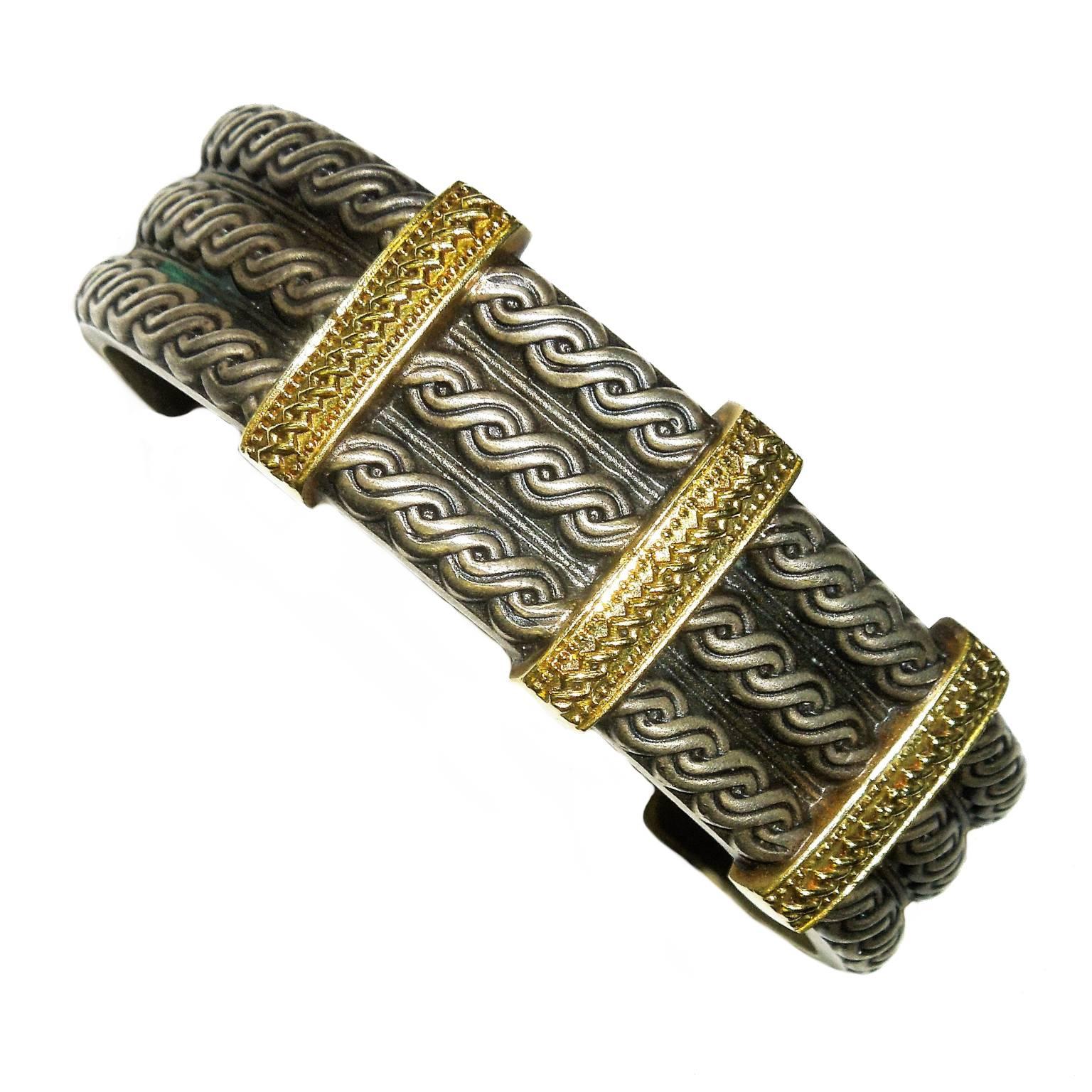 Stambolian Silver Gold Golfer's Bracelet For Sale at 1stDibs