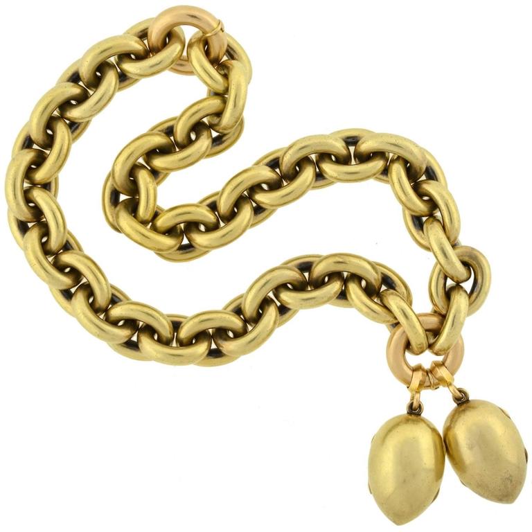 Victorian Gold Architectural Necklace Bracelet Set With Locket Fobs Victorian Gold Architectural Necklace Bracelet Set With Locket Fobs For