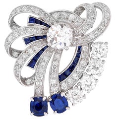 1935 Yard Sapphire Diamond Bow Clip