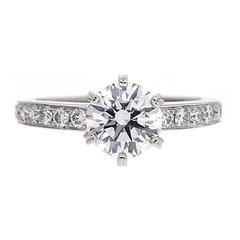 1.55 Carat Center GIA Cert Diamond Platinum Solitaire Ring 6