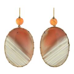 Antique Victorian Carnelian Agate Earrings