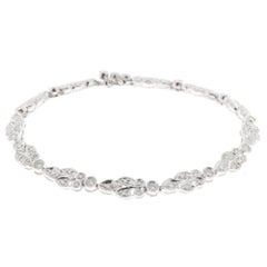 Diamond Bead Set Hinged Link Millgrain Platinum Bracelet