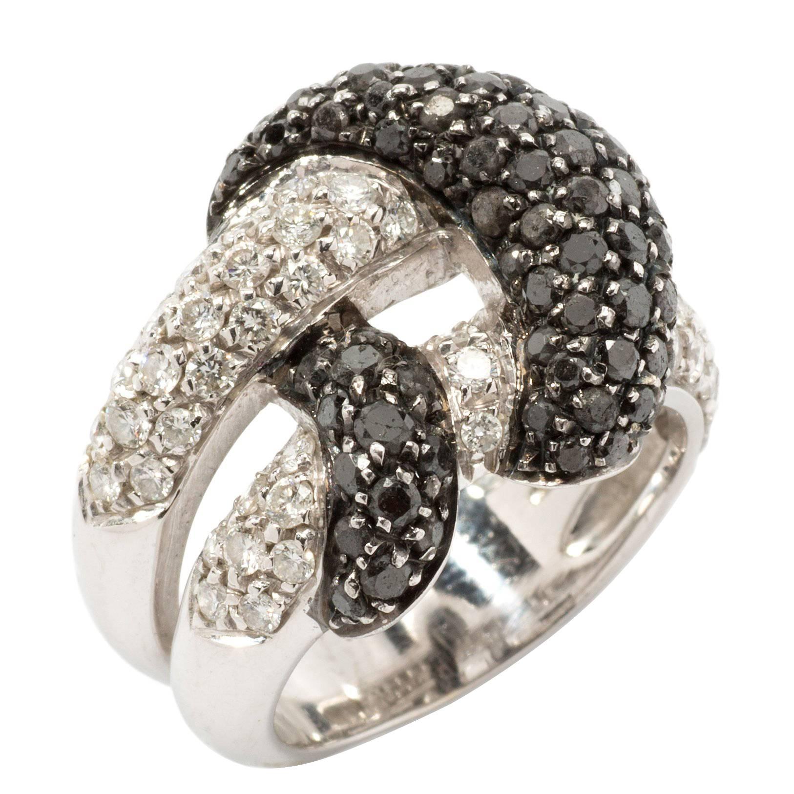 Black and White Diamond Gold Ring For Sale