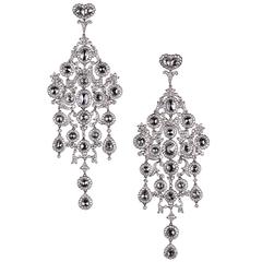 Large Diamond Platinum Chandelier Earrings 6