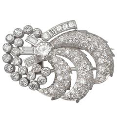 4.95Ct Diamond and Platinum Brooch - Art Deco Style - Vintage Circa 1940 12