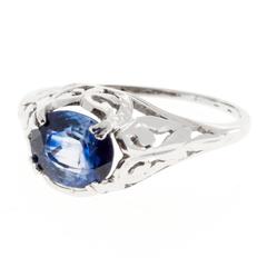Oval Sapphire Filigree Gold Engagement Ring 8