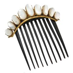 1890s Moonstone Gold Hair Comb