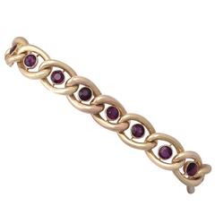 3.75Ct Amethyst & 15k Yellow Gold Bracelet with Heart Padlock Clasp - Antique 5