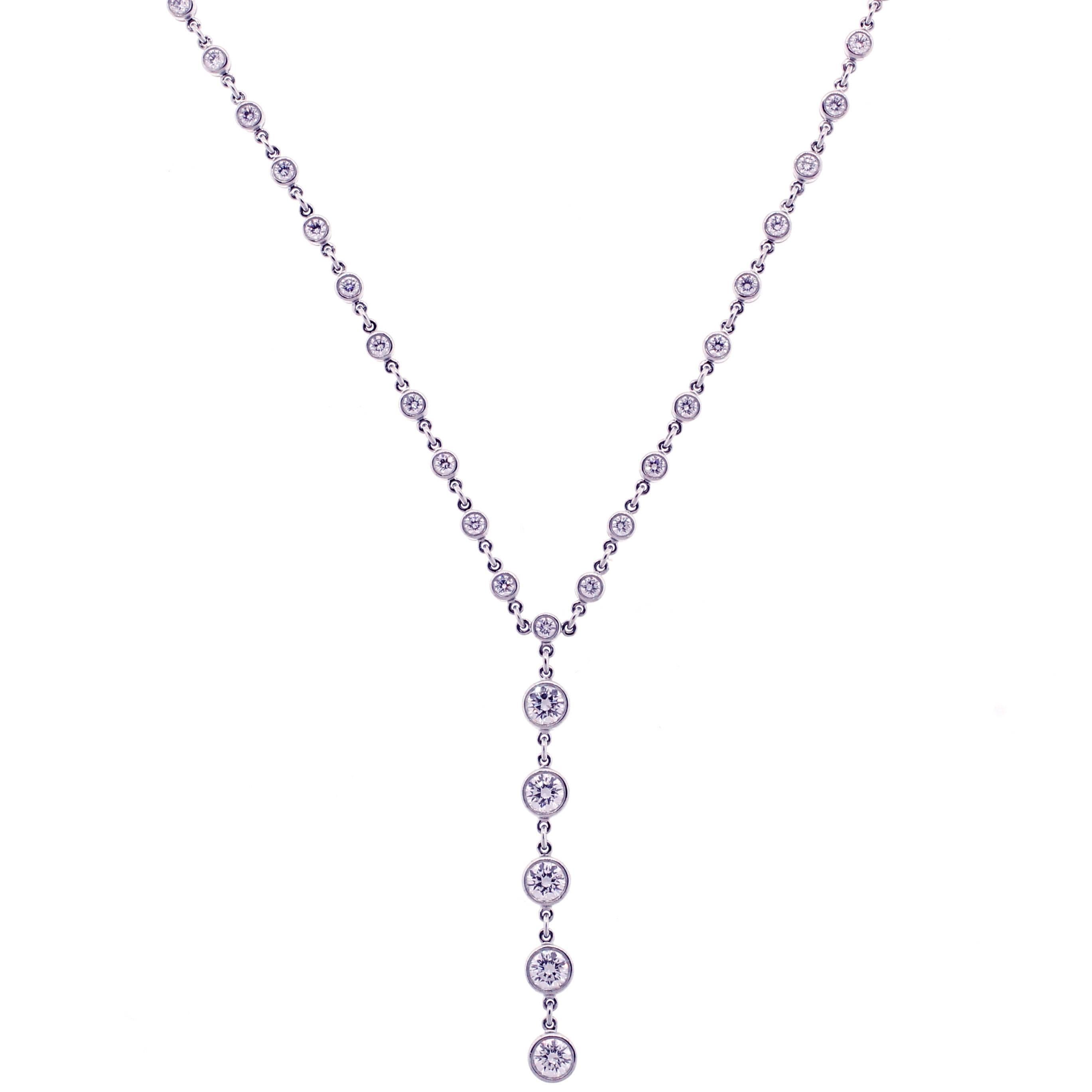 Tiffany & Co. Jazz T-Drop Diamond Platinum Necklace