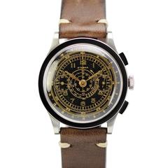 Vintage Eterna Stainless Steel Chronograph Wristwatch 