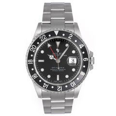 Rolex Stainless Steel Black Dial Bezel GMT-Master II Automatic Wristwatch